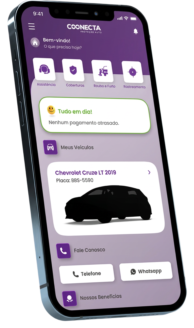 App Coonecta Proteção Auto no celular